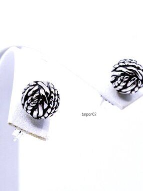 John Hardy JAI Ireland Cable Knit Stud Sterling Silver Earrings - 10mm NIB